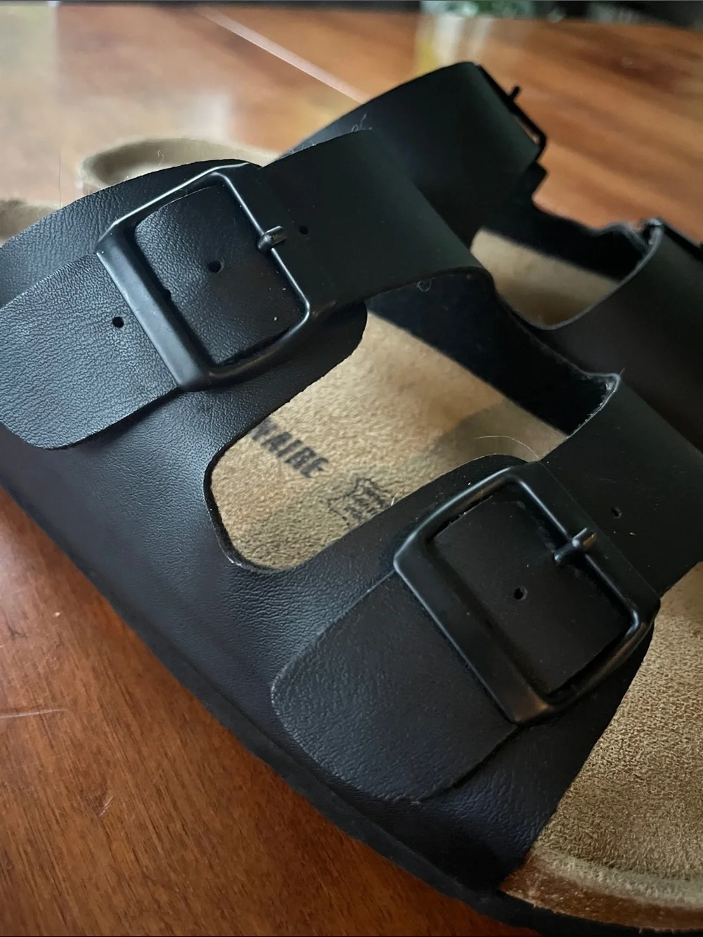 CUSHIONAIRE Lane Cork Footbed Black Sandals size 12